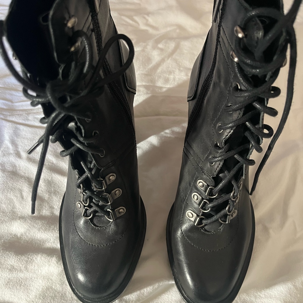 Vince Camuto Black Lace-Up Heeled Boots